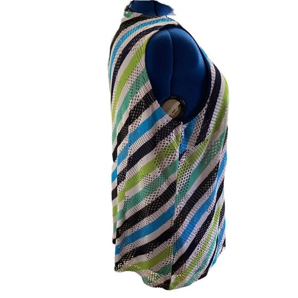 PICADILLY, Women’s multicolored top,XL, sleeveless, lined,open weave - Picture 3 of 6